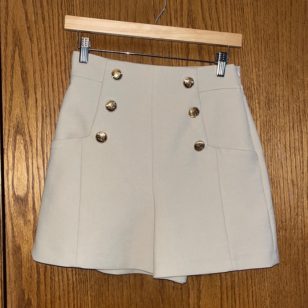 Zara Khaki High Waisted Sailor Shorts